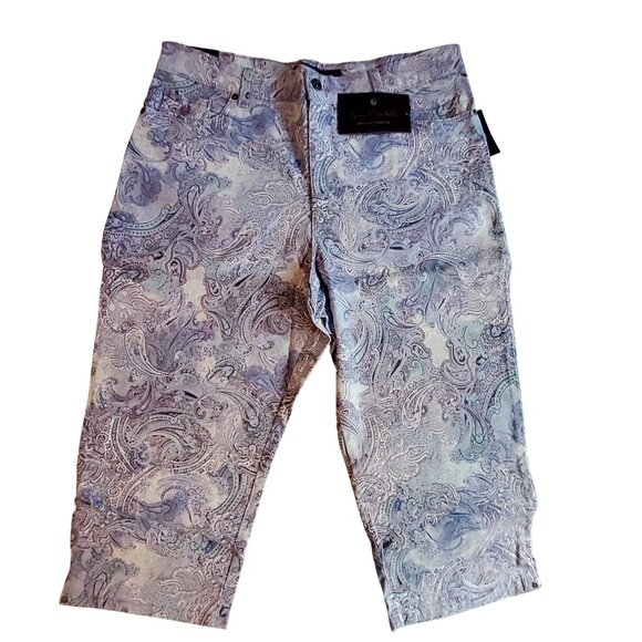 Gloria Vanderbilt Denim - Gloria Vanderbilt Amanda Capri Jeans Lavender Kiss Prussian Paisley Print Size18